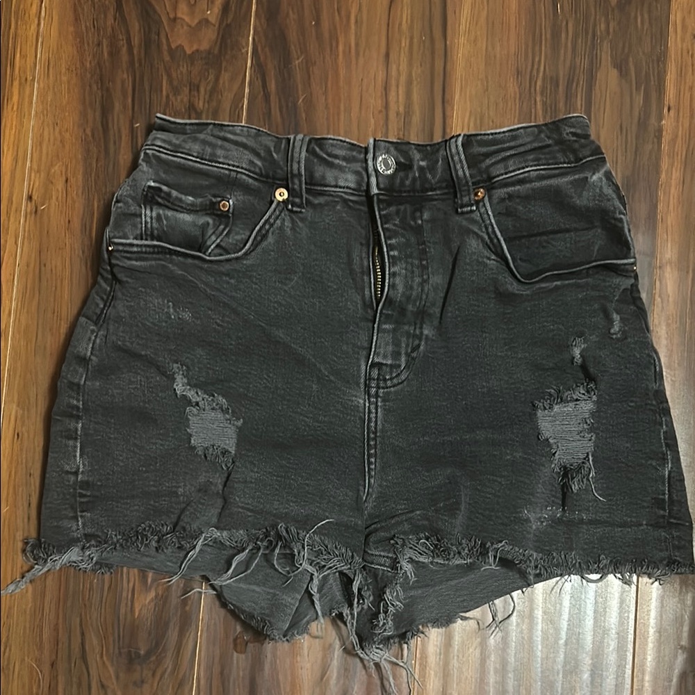 H&M Black Distressed Jean Shorts